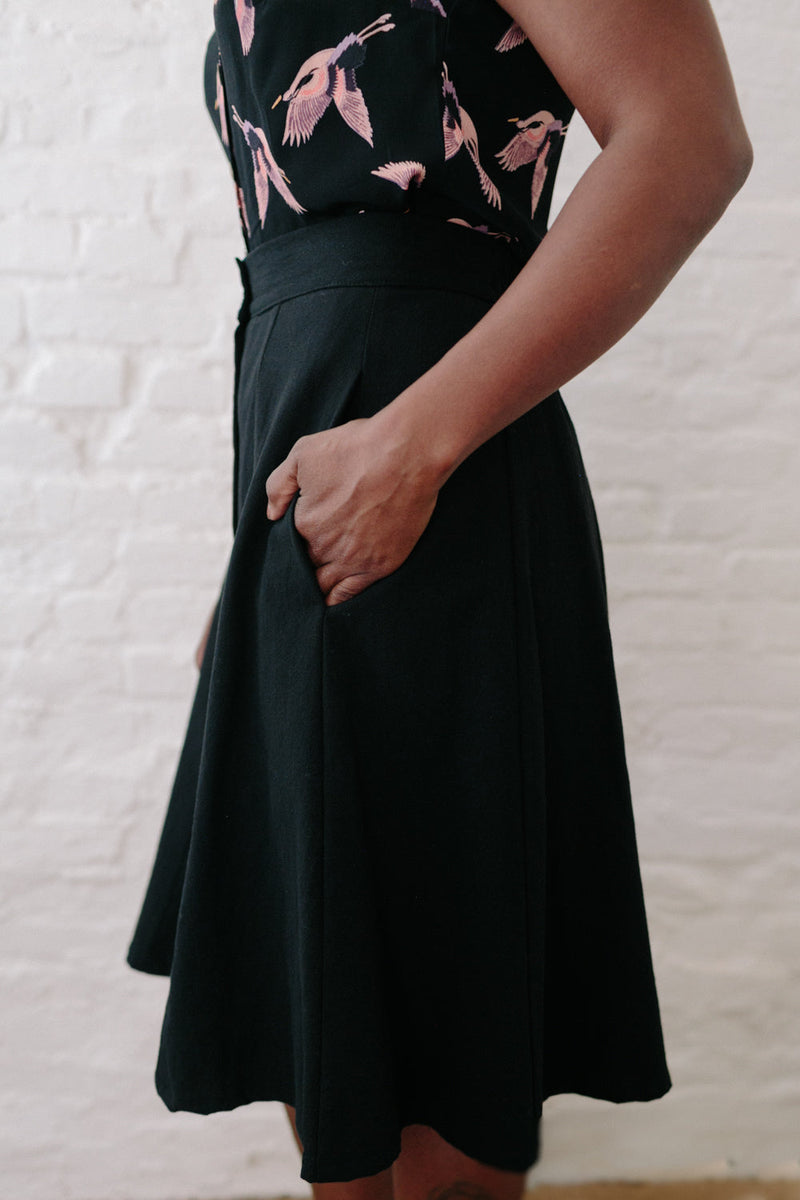 Bae Skirt in Black Linen