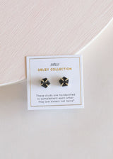 Black Druzy Stud Earrings