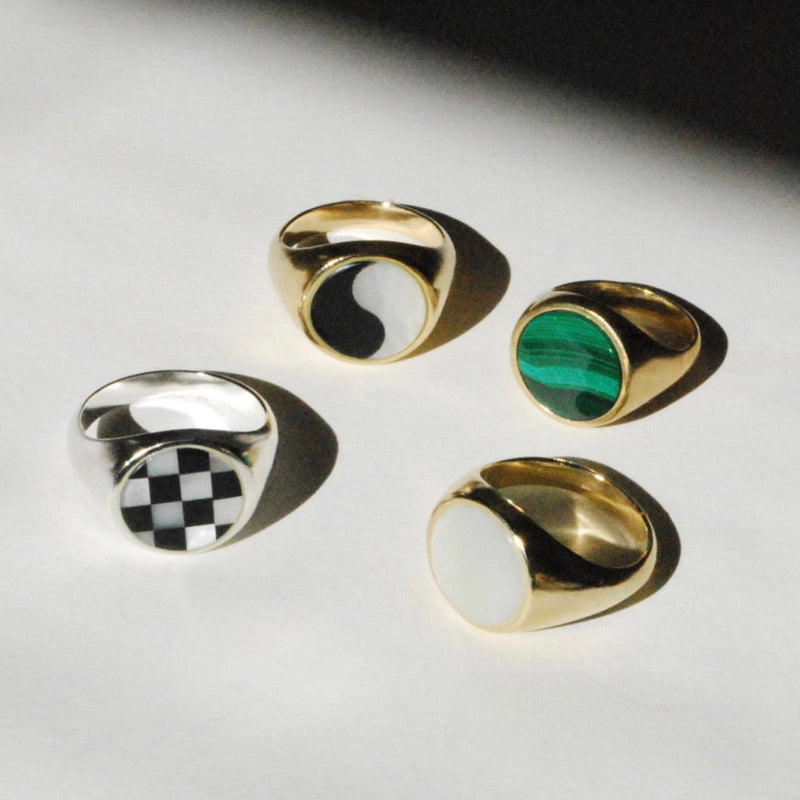 Classic Inlay  Signet Ring (5 stone options)