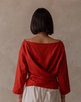 Rhoda Wrap Top in Blood Orange