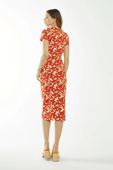 Banana Orange Squiggle Midi Knit Dress