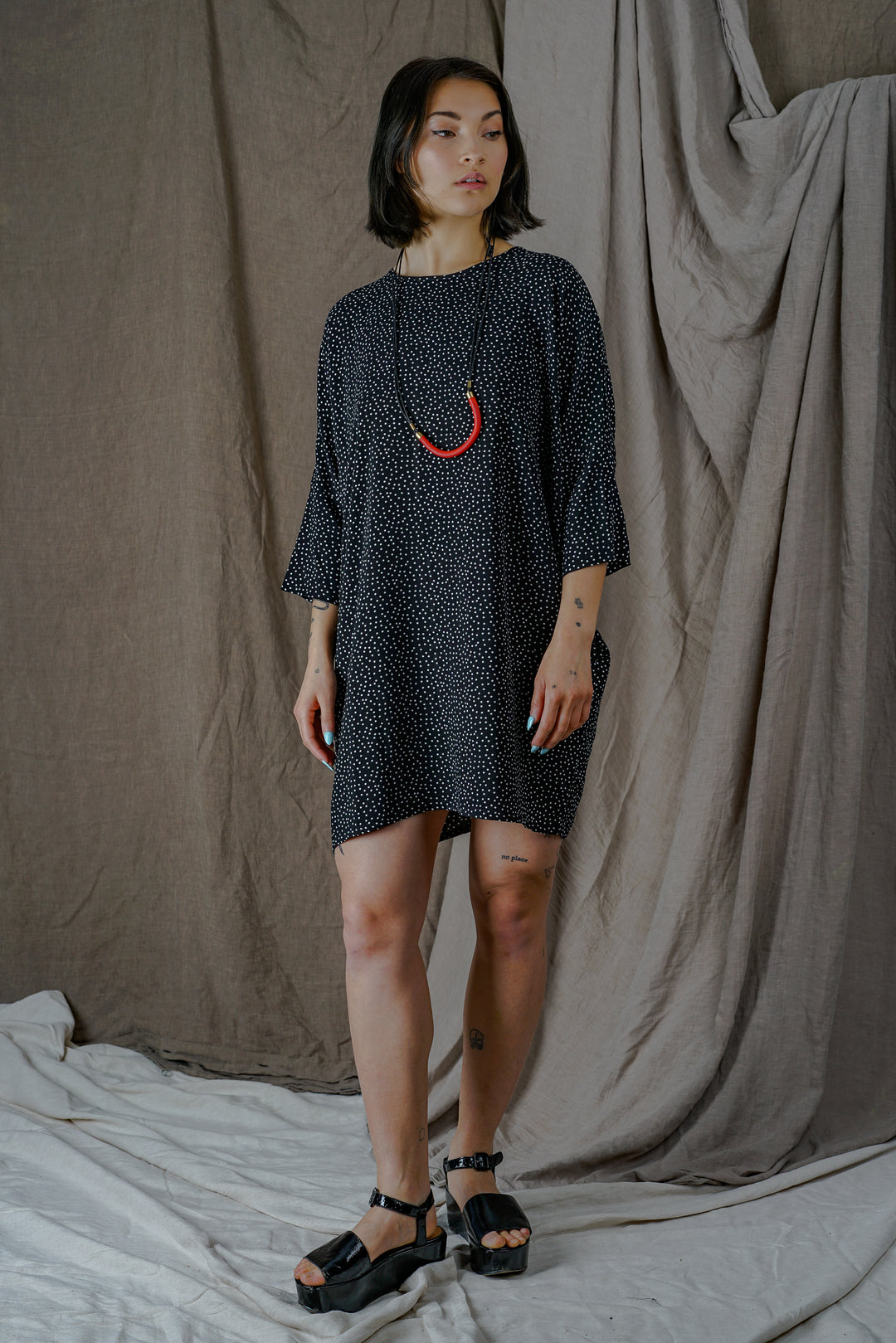 Polka Dot Batwing Dress