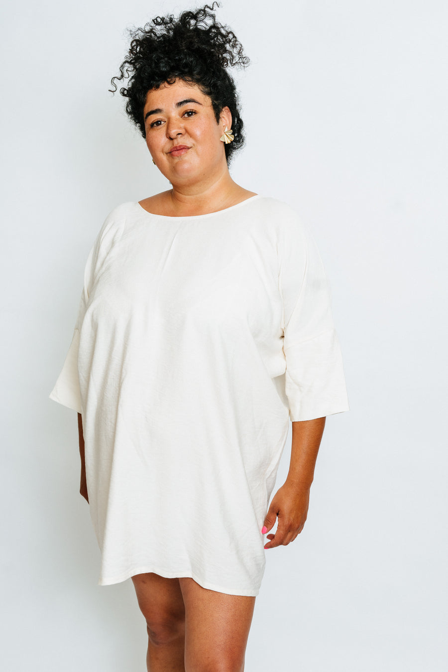 white batwing dress Altar Houseline Cream Woven Batwing Dress 3XL
