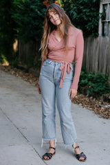 Rowan Wrap Top in Dusty Pink