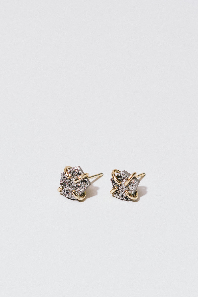 Silver Druzy Stud Earrings