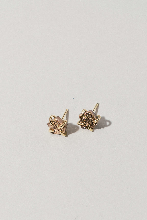 Rose Gold Druzy Stud Earrings