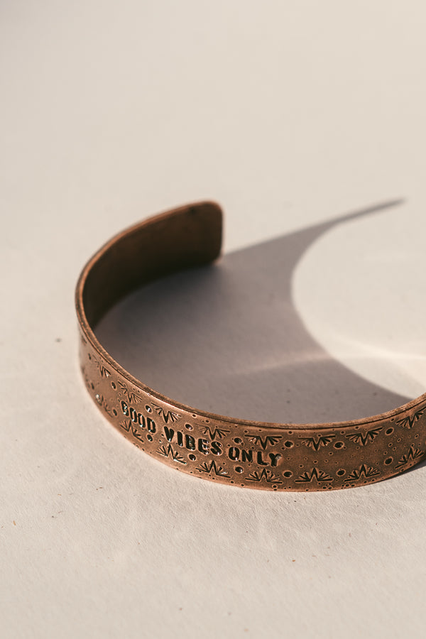 Copper "Good Vibes Only" Cuff Bracelet