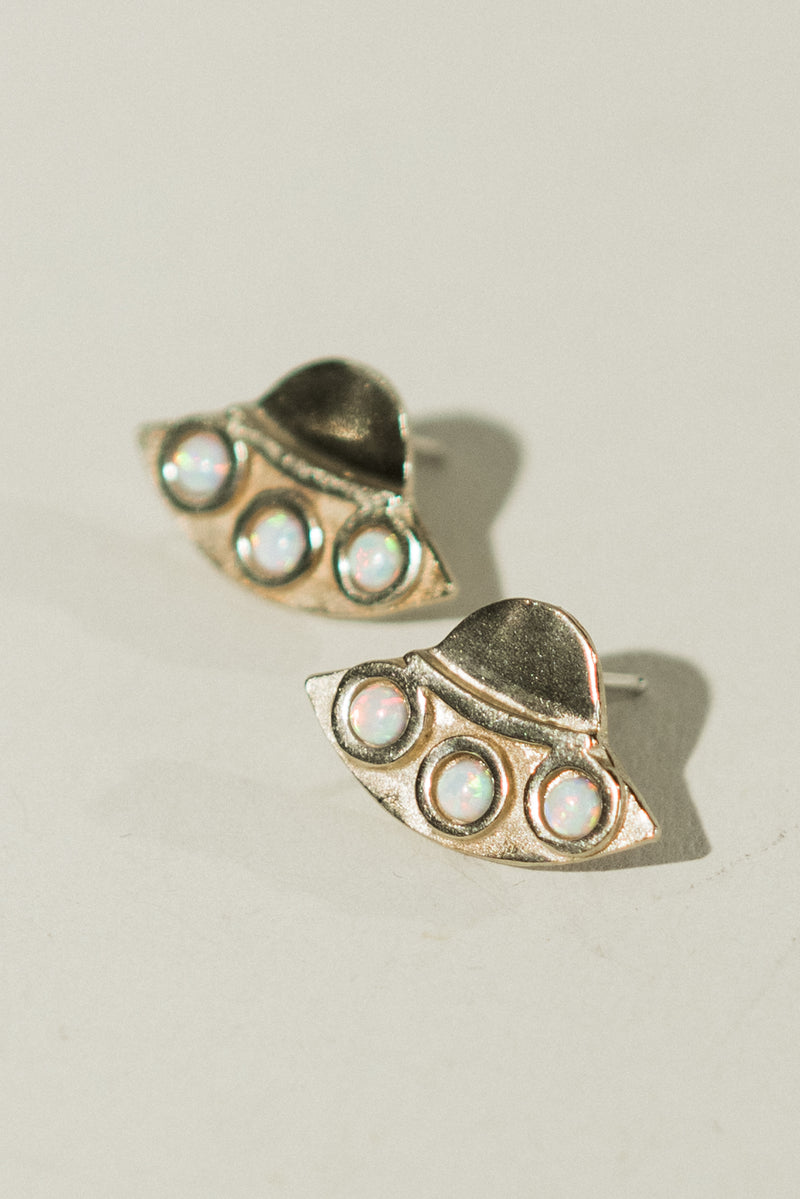 UFO Earrings with Opal