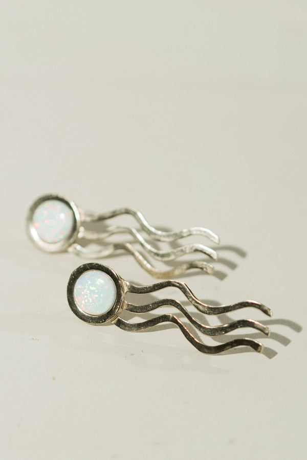 Wiggle Statement Earrings with Opal