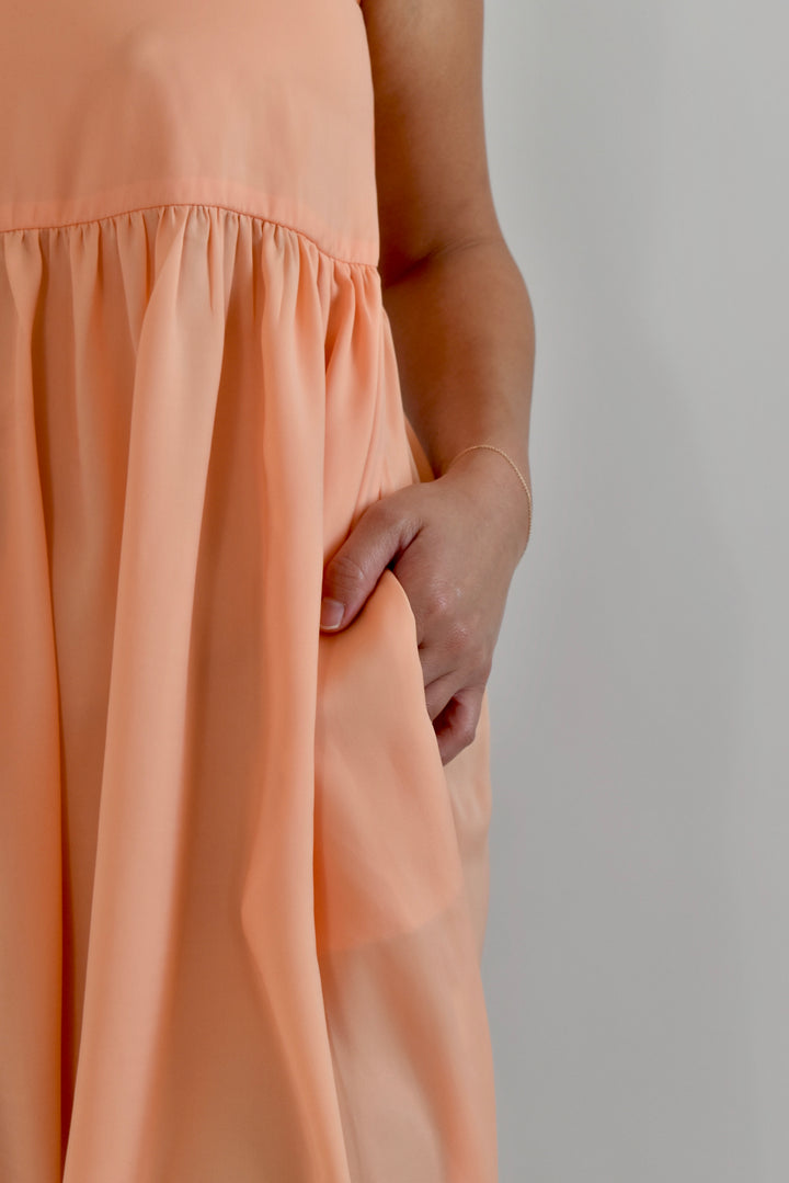 Edith Mini Dress in Peach Cupro *ONLY FOUR LEFT!!!*