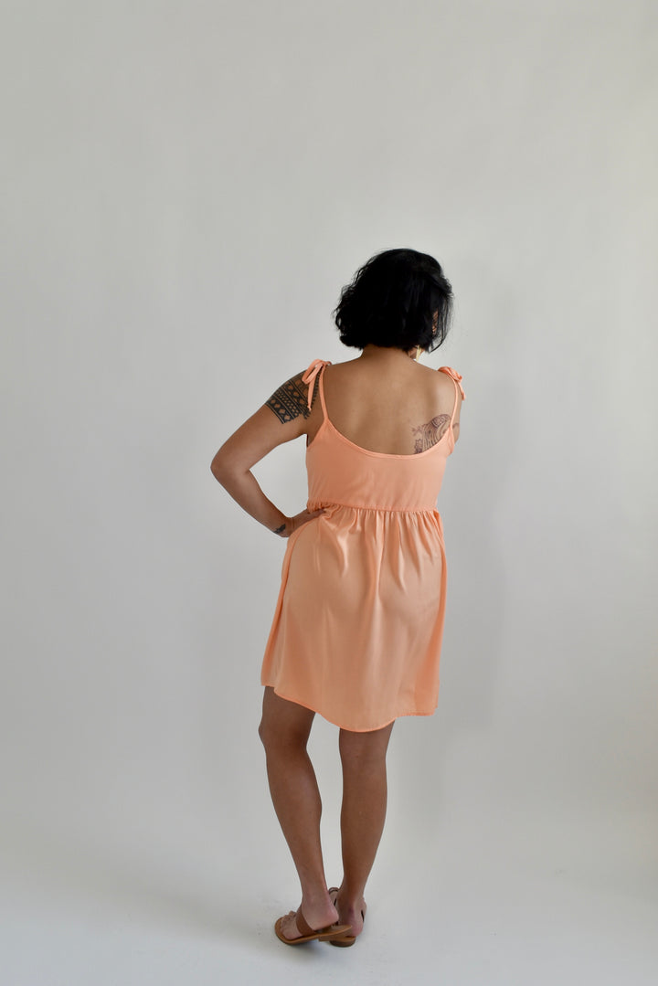 Edith Mini Dress in Peach Cupro *ONLY FOUR LEFT!!!*