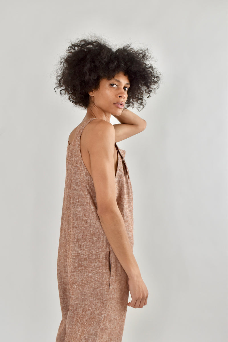 Nell Jumpsuit in Umber Linen