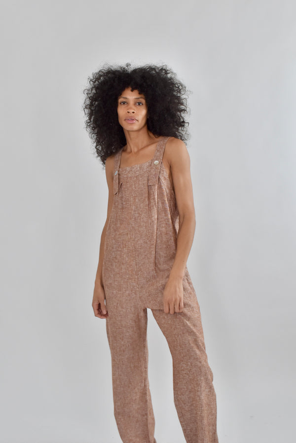 Nell Jumpsuit in Umber Linen