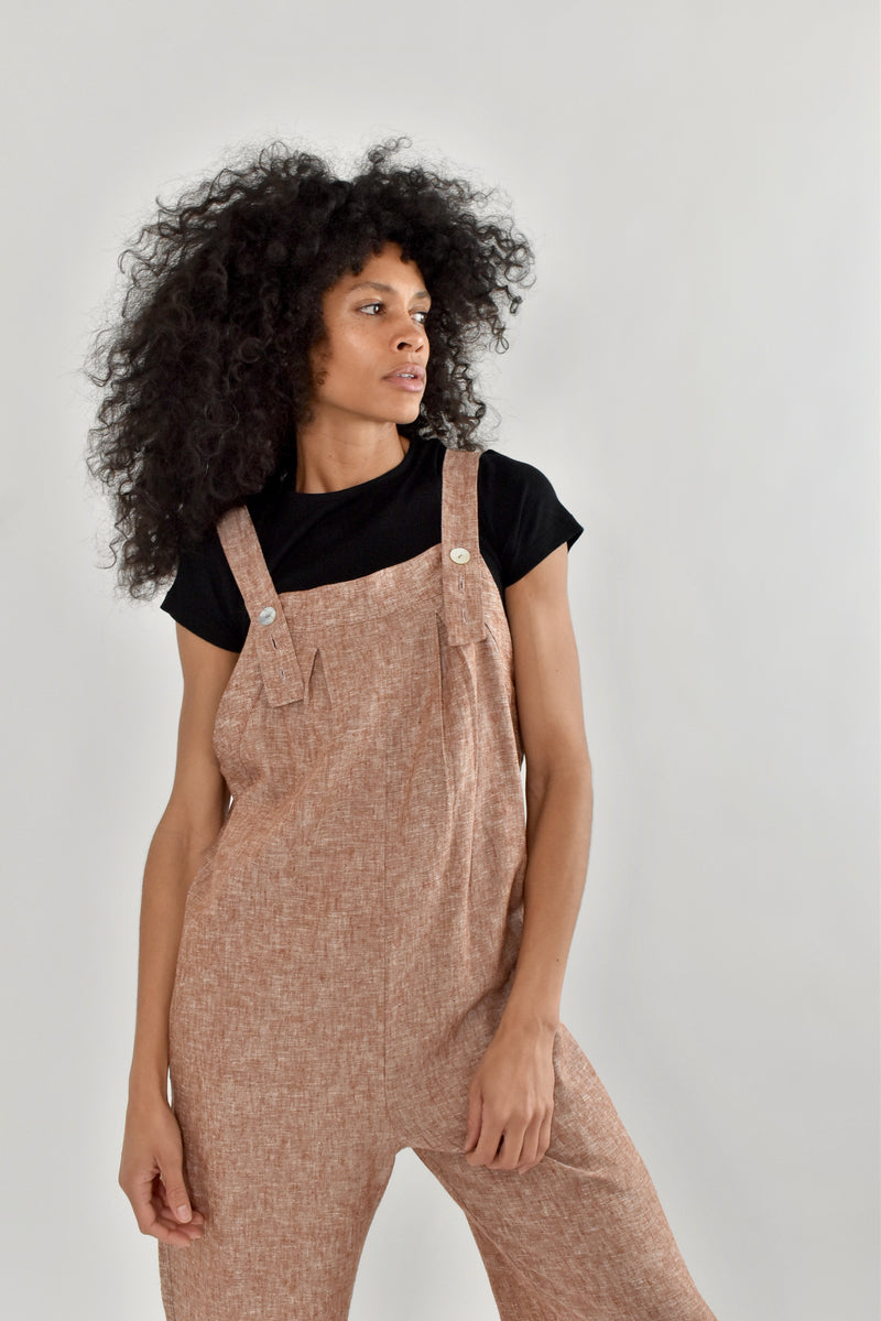Nell Jumpsuit in Umber Linen