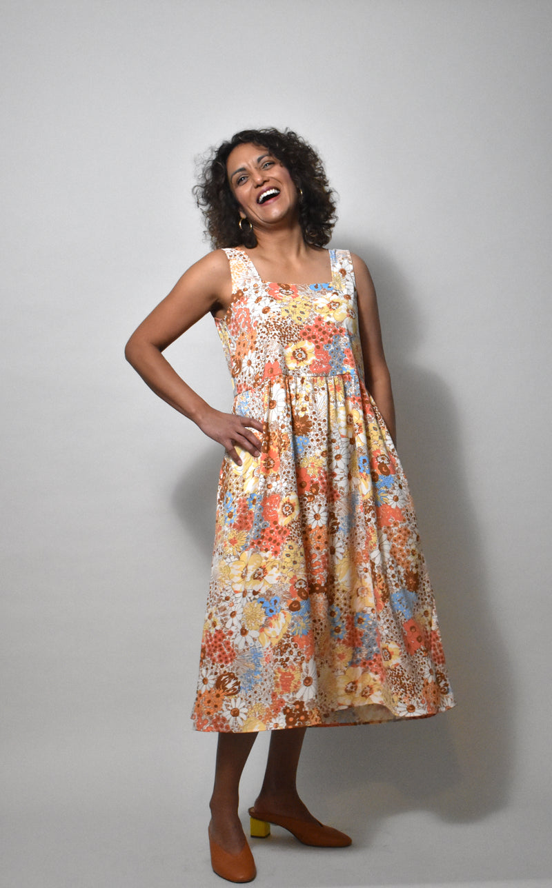 Gwendolyn Dress in 70s Saffron Floral