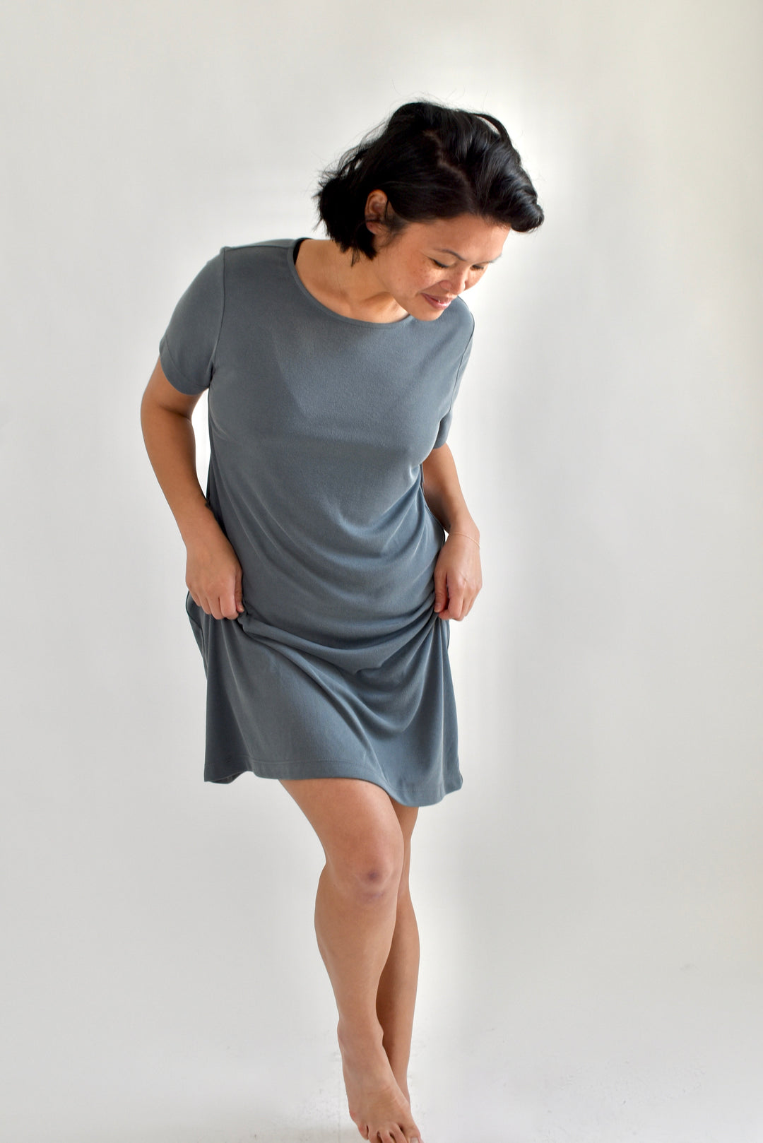 Altar Houseline Sammy T-Shirt Dress in Charcoal Ribknit Altar PDX Altar Houseline Sammy T-Shirt Dress in Charcoal Ribknit Altar PDX