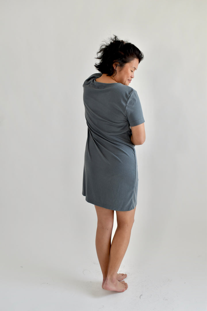 Sammy T-Shirt Dress in Charcoal Ribknit