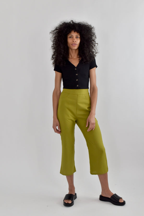 Audrey Pant in Vibrant Moss Linen