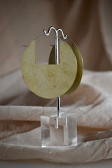 Circle Disc Earrings with Square Cutout