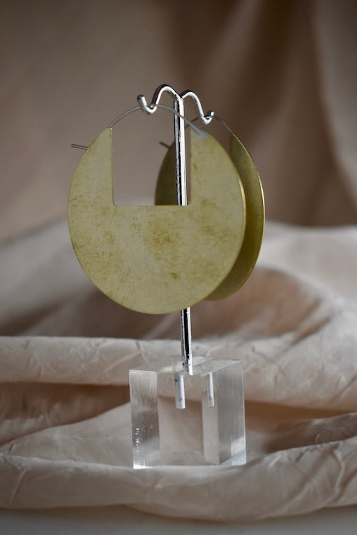 Circle Disc Earrings with Square Cutout