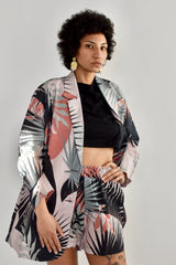 Palm Print Oversized Blazer