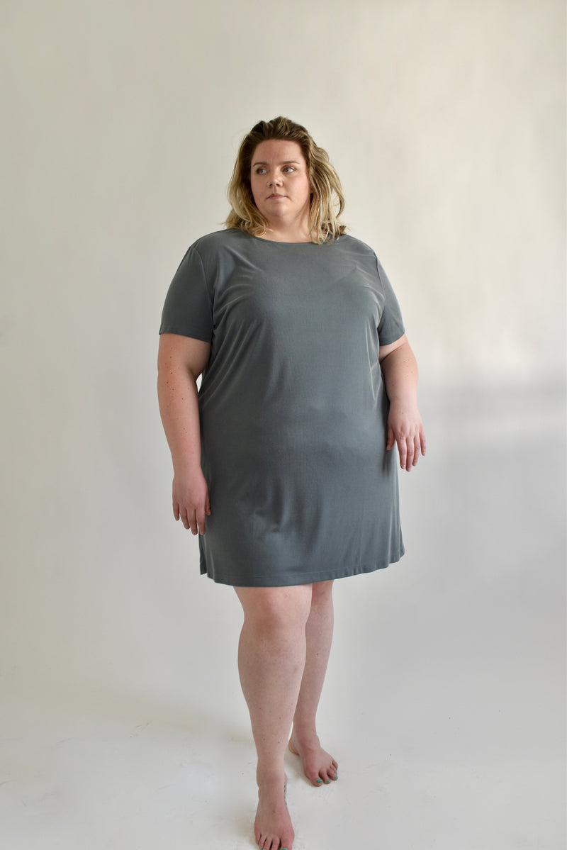 Sammy T-Shirt Dress in Charcoal Ribknit