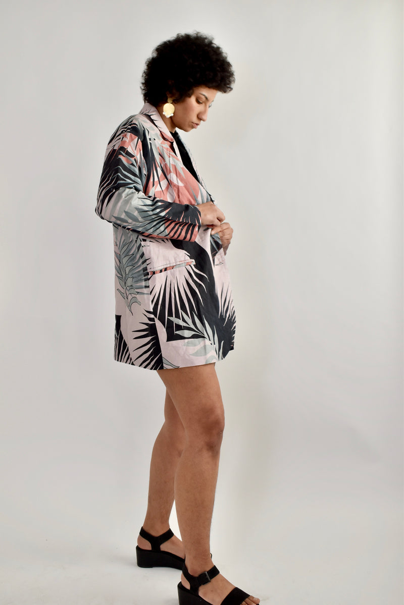 Palm Print Oversized Blazer