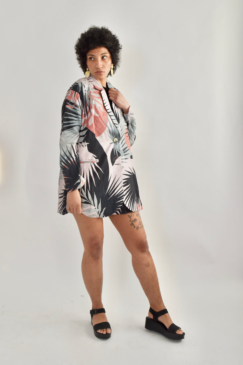 Palm Print Oversized Blazer