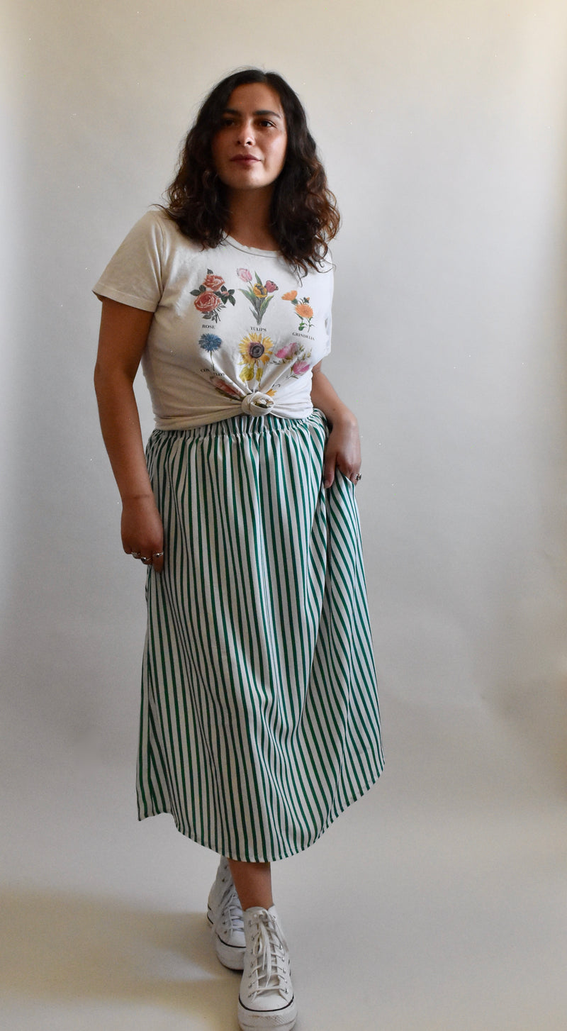 Eva Midi Skirt in Peppermint Stripe