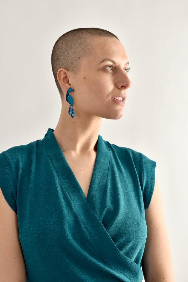 Handpainted Petite Peacock Earrings