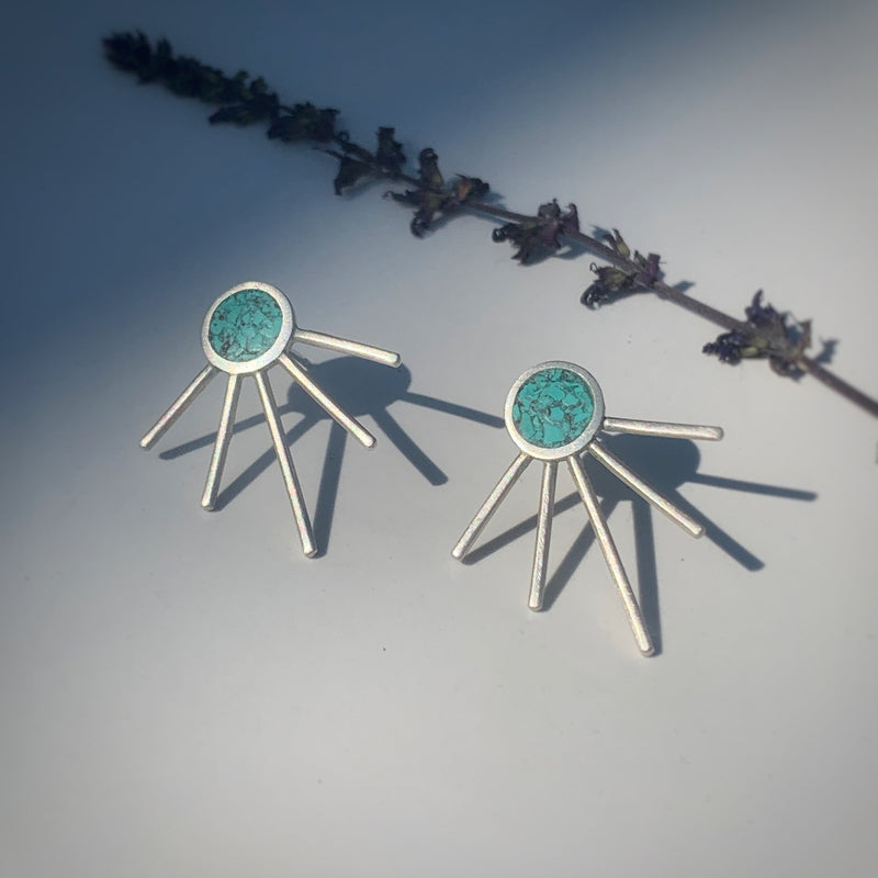 Turquoise Sun Ray Studs
