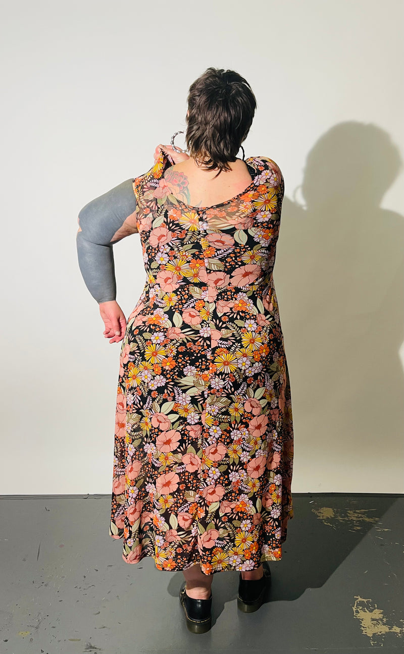 Megumi Dress in Midnight Moon Floral CAPPED SLEEVE