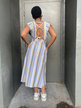 Penelope Dress in Linen Stripe