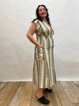 Penelope Dress in Linen Stripe