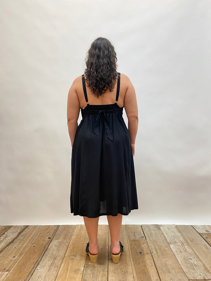 Myrah Dress in Black Challis