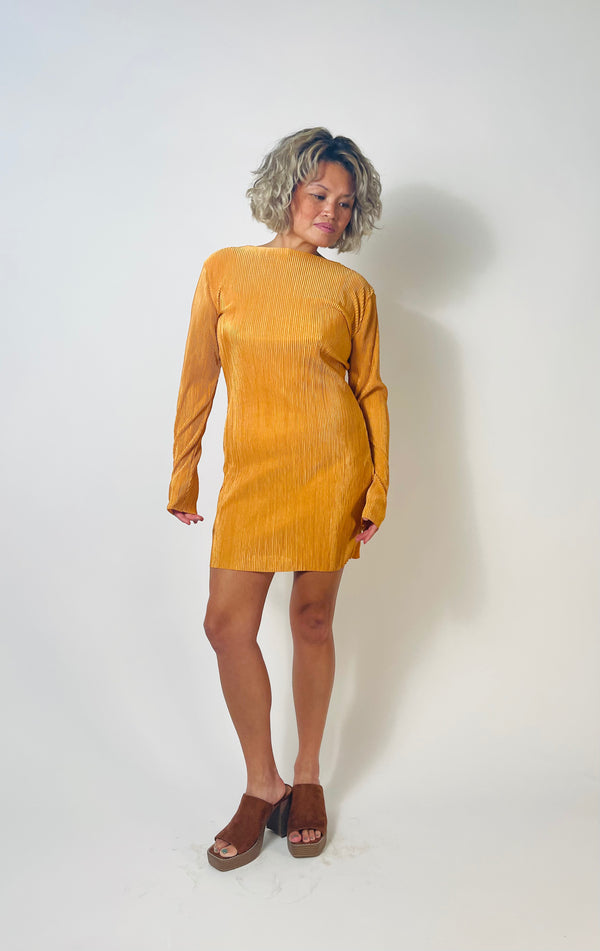 Apricot Plisse Dress