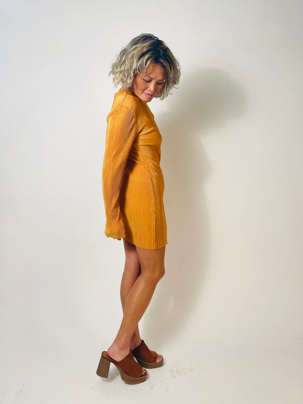 Apricot Plisse Dress