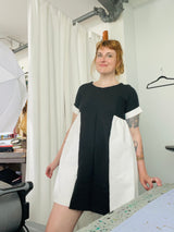 Krista Dress in Black and White Linen
