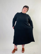 Megumi Dress in Black Ribknit