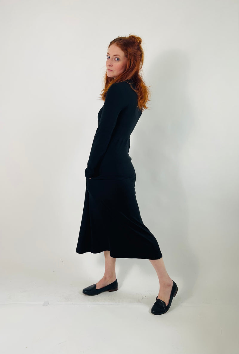 Megumi Dress in Black Ribknit