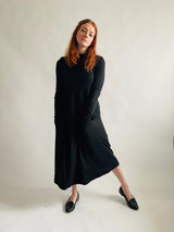 Megumi Dress in Black Ribknit