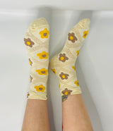 Embroidered Stitch Floral Sock