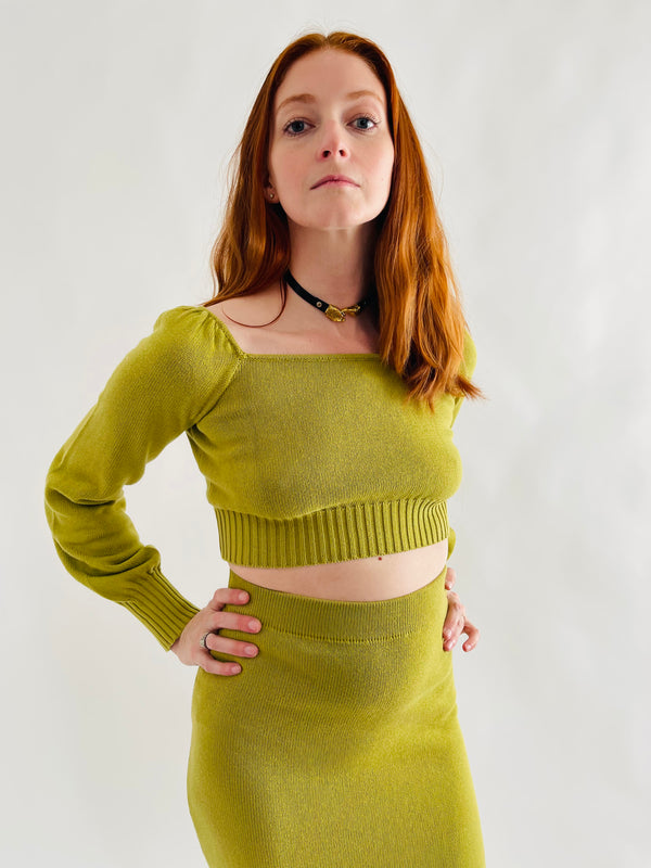 Olive Knit Crop Sweater