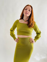 Olive Knit Crop Sweater
