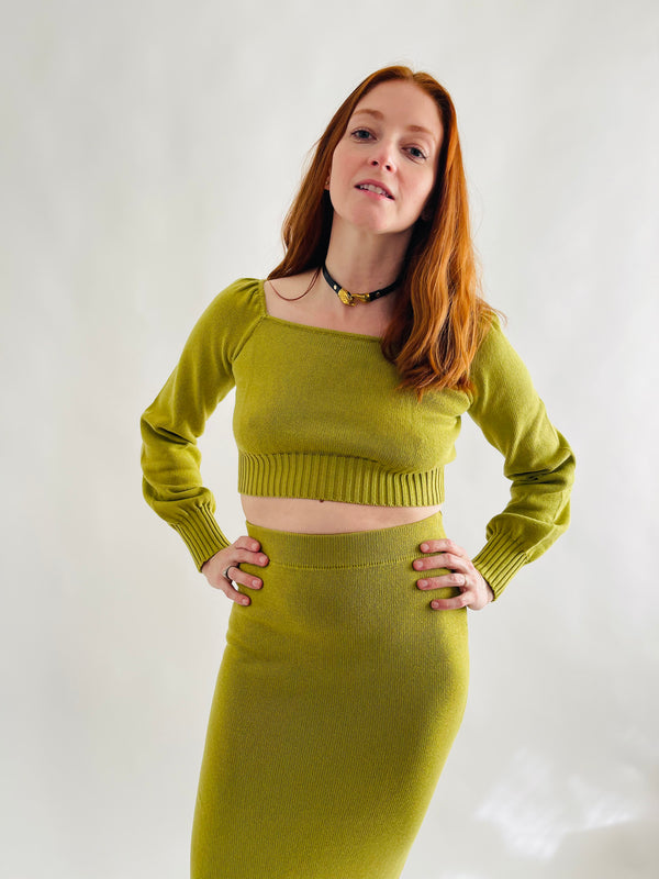 Olive Knit Crop Sweater