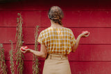 Dolman Top in Marigold Checker