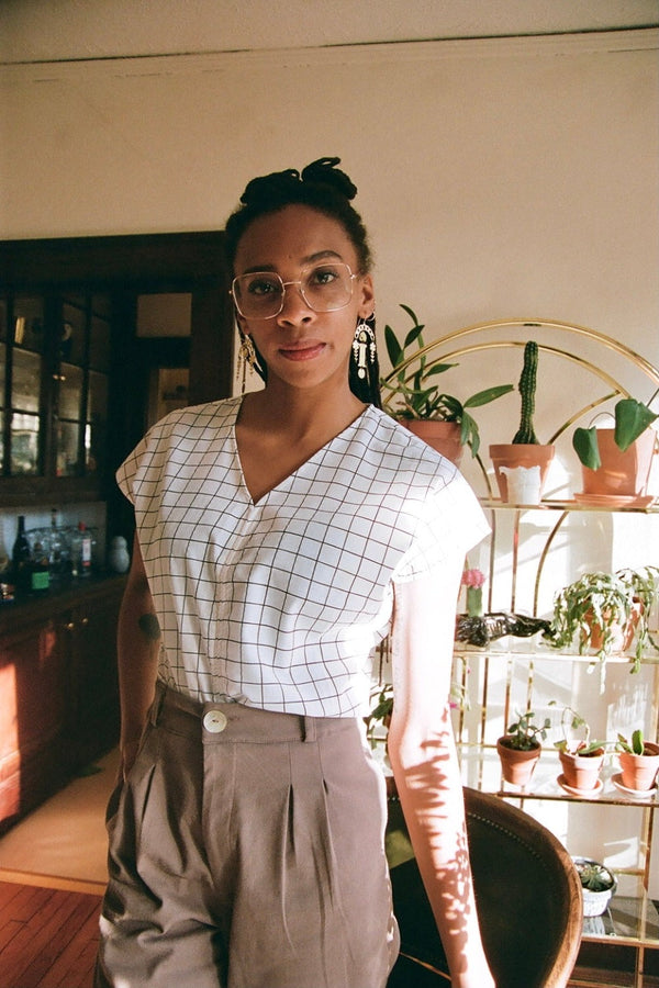 Dolman Top in White Squares