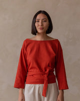 Rhoda Wrap Top in Blood Orange