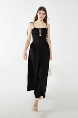 Tie Up Black Dress