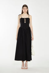 Tie Up Black Dress